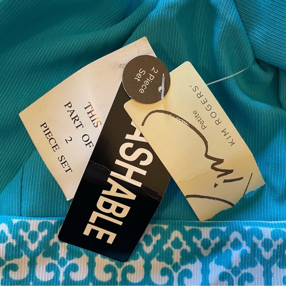 Kim Rogers aqua blue & white 2pc jacket dress 4 petite NWT - Picture 14 of 16